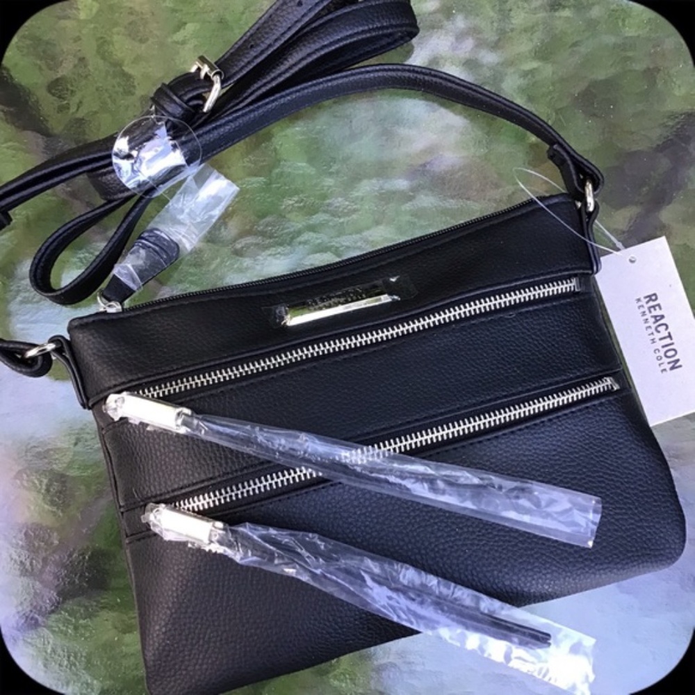 Kenneth Cole Black Leather Crossbody Bag NEW!